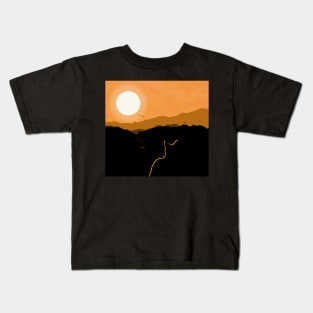 Kitten watching sunset Kids T-Shirt